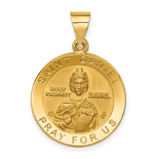 14k Yellow Gold Polished and Satin St. Daniel Hollow Medal Pendant