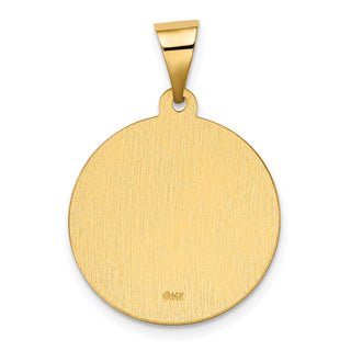 14k Yellow Gold Polished and Satin Hollow Spanish St. Gabriel Medal Pendant