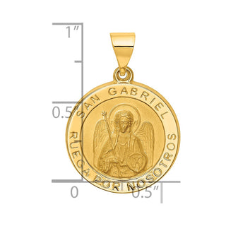 14k Yellow Gold Polished and Satin Hollow Spanish St. Gabriel Medal Pendant