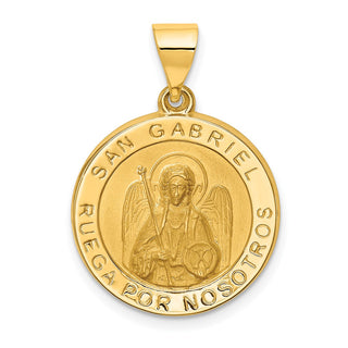 14k Yellow Gold Polished and Satin Hollow Spanish St. Gabriel Medal Pendant