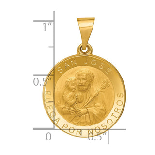 14k Yellow Gold Polished and Satin Hollow Spanish St. Joseph Medal Pendant