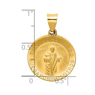 14k Yellow Gold Polished & Satin Hollow Spanish St. Jude Thaddeus Medal Pendant