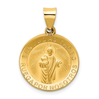 14k Yellow Gold Polished & Satin Hollow Spanish St. Jude Thaddeus Medal Pendant