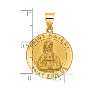 14k Yellow Gold Polished and Satin St. Kateri Hollow Medal Pendant
