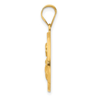 14k Yellow Gold Polished and Satin St. Maria Goretti Hollow Medal Pendant