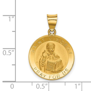 14k Yellow Gold Polished and Satin St. Vincent Hollow Medal Pendant