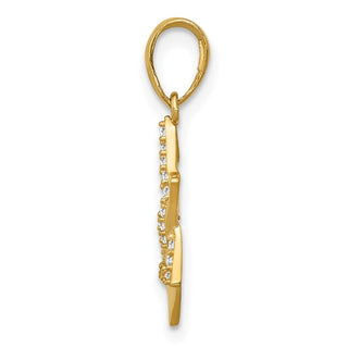 14k Yellow Gold Polished Cubic Zirconia Star Of David Pendant
