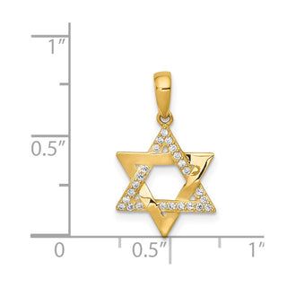 14k Yellow Gold Polished Cubic Zirconia Star Of David Pendant