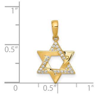 14k Yellow Gold Polished Cubic Zirconia Star Of David Pendant