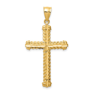 14k Yellow Gold Diamond-Cut Cross Pendant XR1703