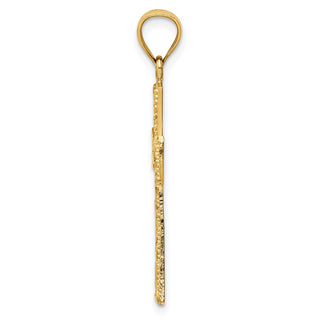 14k Yellow Gold Diamond-cut Cross Pendant XR1704