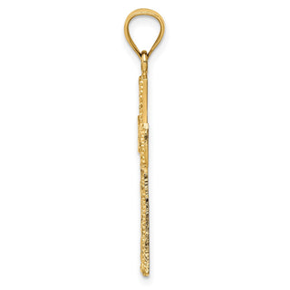14k Yellow Gold Diamond-cut Cross Pendant XR1704
