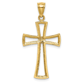 14k Yellow Gold Diamond-cut Cross Pendant XR1704