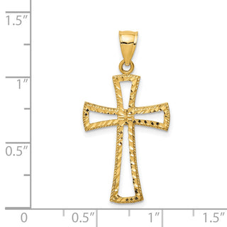 14k Yellow Gold Diamond-cut Cross Pendant XR1704
