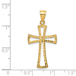 14k Yellow Gold Diamond-cut Cross Pendant XR1704