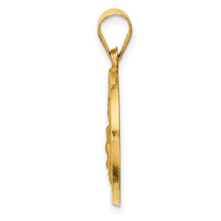 14k Yellow Gold Hollow Polished/Satin Round St. Edmund Medal Pendant