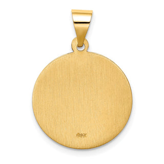 14k Yellow Gold Hollow Polished/Satin Round St. Edmund Medal Pendant