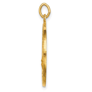14K Yellow Gold Solid Polished/Satin Round St. Florian Medal Pendant
