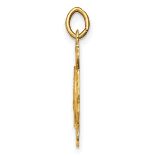 14K Yellow Gold Solid Polished/Satin Small St. Florian Fire Dept. Badge Medal Pendant