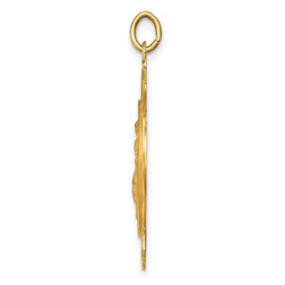 14K Yellow Gold Solid Polished/Satin Large St. Florian Fire Dept. Badge Medal Pendant