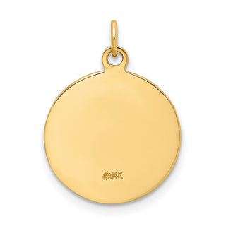 14K Yellow Gold Solid Polished/Satin Small St. Florian Medal Pendant