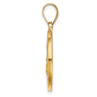 14k Yellow Gold Hollow Polished/Satin Round St. Magdalena Medal Pendant