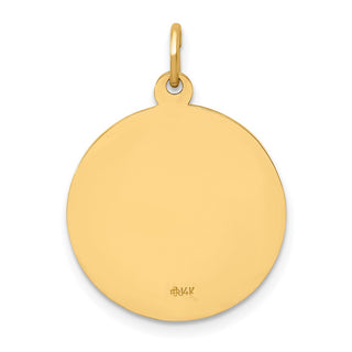 14K Yellow Gold Solid Polished/Satin Small Round St. Jude Thaddeus Medal Pendant