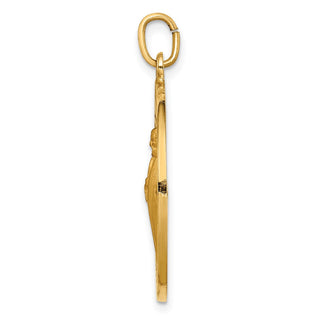 14K Yellow Gold Solid Polished/Satin Large Round St. Jude Thaddeus Medal Pendant