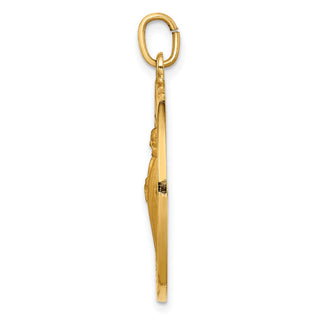 14k Yellow Gold Solid Large Round St. Jude Thaddeus Medal Pendant - 31.5 x 24.25mm, Polished, Satin & Engravable