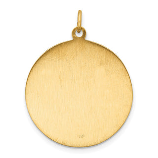 14k Yellow Gold Solid Large Round St. Jude Thaddeus Medal Pendant - 31.5 x 24.25mm, Polished, Satin & Engravable