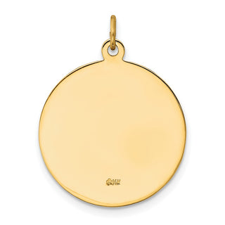 14K Yellow Gold Solid Polished/Satin Medium Round St. Michael Medal Pendant