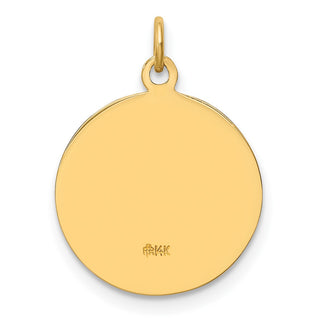 14K Yellow Gold Solid Polished/Satin Small Round St. Michael Medal Pendant