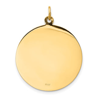 14K Yellow Gold Solid Polished/Satin Large Round St. Michael Medal Pendant