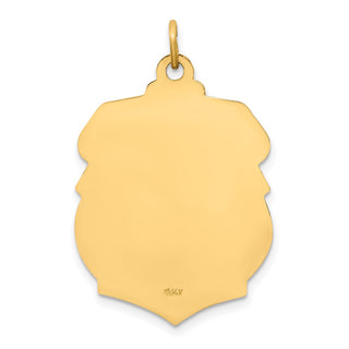14K Yellow Gold Solid Polished/Satin Large St. Michael Badge Medal Pendant