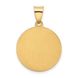 14k Yellow Gold Hollow Polished/Satin Round Spanish San Miguel Medal Pendant