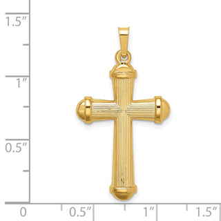 14K Yellow Gold Hollow Polished Cross Pendant