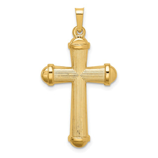 14K Yellow Gold Hollow Polished Cross Pendant