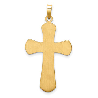 14K Yellow Gold Hollow Polished Beaded Edge Cross Pendant