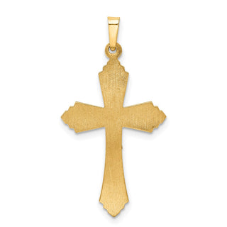 14k Two-tone Gold Hollow Polished Fleur de Lis Crucifix Pendant