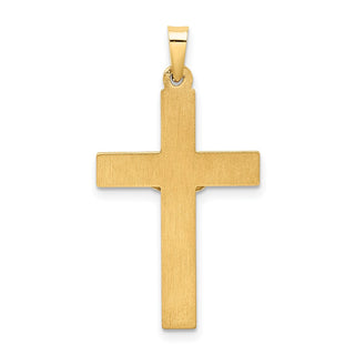 14k Two-tone Gold Hollow Polished Textured Latin Crucifix Pendant XR1730