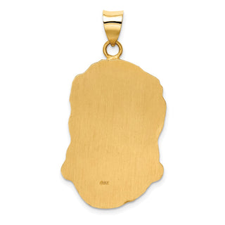 14K Yellow Gold Hollow Polished/Satin Large Jesus Medal Pendant