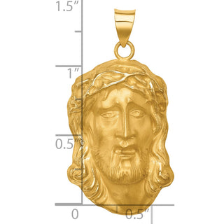 14K Yellow Gold Hollow Polished/Satin Large Jesus Medal Pendant