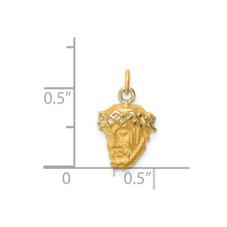 14K Yellow Gold Hollow Polished/Satin Small Jesus Medal Pendant XR1733