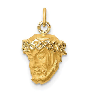 14K Yellow Gold Hollow Polished/Satin Small Jesus Medal Pendant XR1733