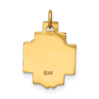 14K Yellow Gold Hollow Polished/Satin Small Jesus Cross Medal Pendant
