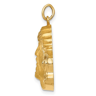 14K Yellow Gold Hollow Polished/Satin Medium Jesus Medal Pendant XR1735