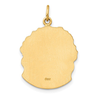 14K Yellow Gold Hollow Polished/Satin Medium Jesus Medal Pendant XR1735