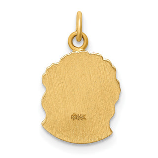 14K Yellow Gold Hollow Polished/Satin Small Jesus Medal Pendant XR1737