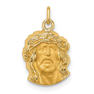 14K Yellow Gold Hollow Polished/Satin Small Jesus Medal Pendant XR1737