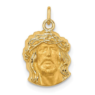 14K Yellow Gold Hollow Polished/Satin Small Jesus Medal Pendant XR1737